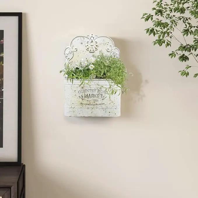 All Chic Metal Wall Planter Wall Mount Planter Wall Haning Planter Outdoor Metal Wall Planter Wall Vases for Flowers Shabby Chic Wall Decor for Rustic Farmhouse by GreenHaven Gardens