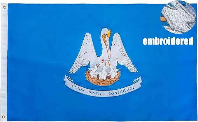 TOPFLAGS Louisiana Flag 3x5 Outdoor LA State Flags Double Sided Embroidered Longest Lasting Heavy Duty Polyester Stronger Brass Grommets 4 Stitched Hemming Perfect for Outside by GreenHaven Gardens