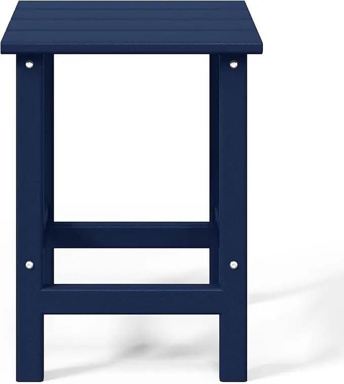 WO Home Furniture Adirondack Chairs Table Set of 3 PCS Outdoor Folding Chairs Side End Table Weather/UV Resistant for Lawn, Garden, Bon Fire, Balcony (Navy Blue) by GreenHaven Gardens