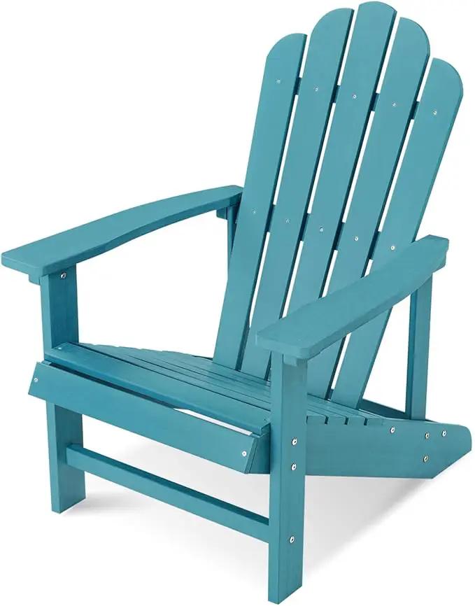Psilvam Classic Adirondack Chair, Standard-Sized Poly Lumber Fire Pit Chair, 350Lbs Support Weather Resistant Patio Chairs for Garden, Party, Beach(Blue) by GreenHaven Gardens