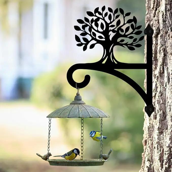 peacoblue Iron Plant Hangers Hooks for Outdoor Indoor Hanging Plants Flower Fern Pots Lantern Bird Feeder,12"x16" Weather Resistant Metal Wall Holder for Porch Garden Farmhouse(Tree of Life) by GreenHaven Gardens