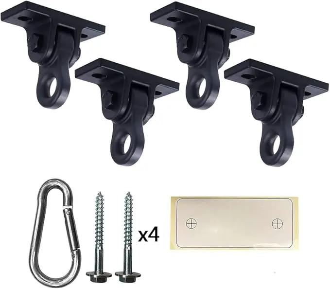 Heavy Duty Black Swing Hangers Screws Bolts Included Over 5000 lb Capacity Playground Porch Yoga Seat Trapeze Wooden Sets Indoor Outdoor (4 Pack) by GreenHaven Gardens