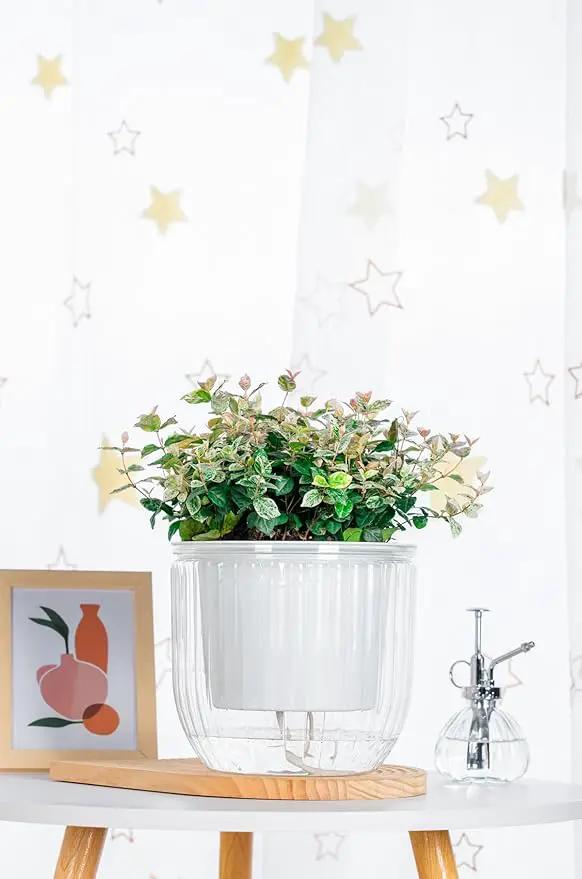 Melphoe 1 Pack Self Watering Hanging Planters Indoor Flower Pots, 8.3 Inch Outdoor Hanging Plant Pot Basket, Plant Hanger with 3Hooks Drainage Holes for Garden Home by GreenHaven Gardens