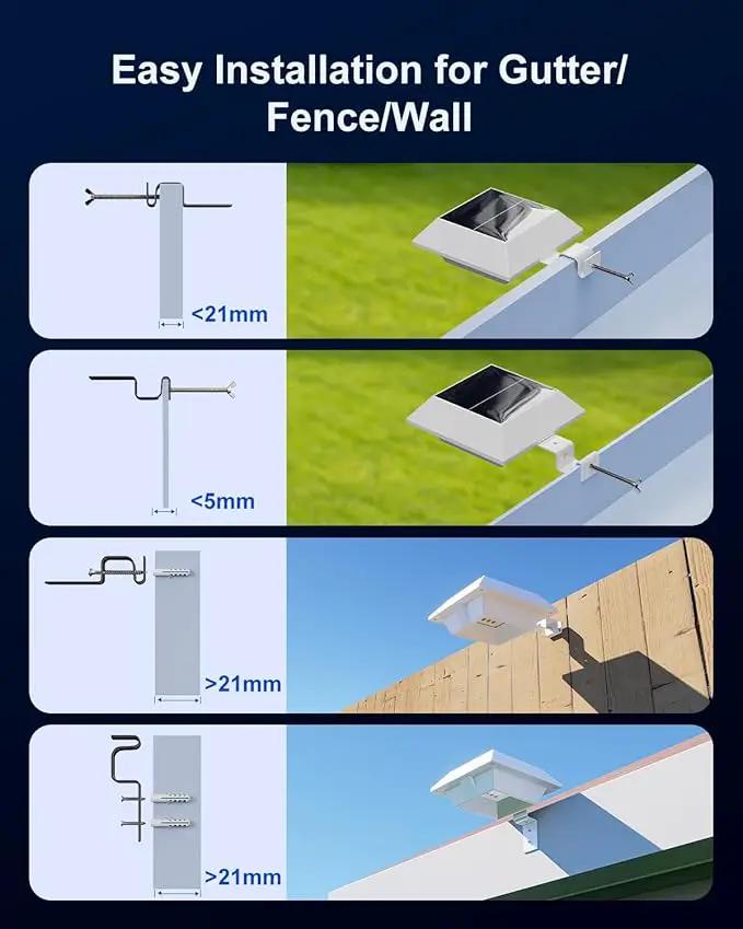 8 Pack Solar Powered Gutter Lights Outdoor Decorative Waterproof 12 LEDs Yard Lamp for Fence, Railing, Outside Wall, Deck, Garden, Path, Backyard, Walkway, Patio, No Drilling Installation (Warm White) by GreenHaven Gardens