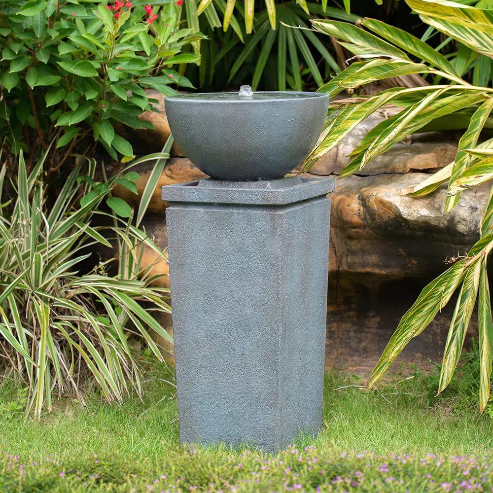 Zen Bowl Water Fountain, Outdoor Bird Feeder / Bath Fountains, Relaxing Water Feature For Garden by Unique Piece Furniture