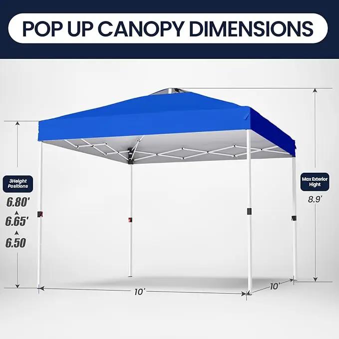 Shades 10x10 Pop Up Canopy with One Push Setup,Heavy Duty Beach Tent with Wheels for Easy Moving, Sun Shelter for Parties,Events, Outdoor Gazebo with 420D Coated Waterproof Blue Fabric by GreenHaven Gardens