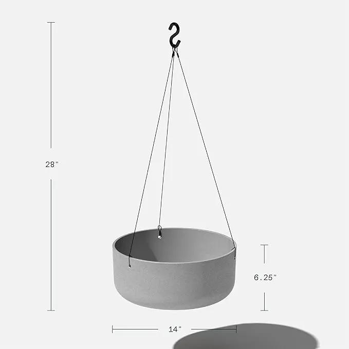 Veradek Mason Series Hanging Kona Planter - Round Planter for Outdoor Balcony/Patio | Made from Plastic-Stone Composite with Hanging Attachment | Modern Décor for, Flowers, Succulents, Small Plants by GreenHaven Gardens