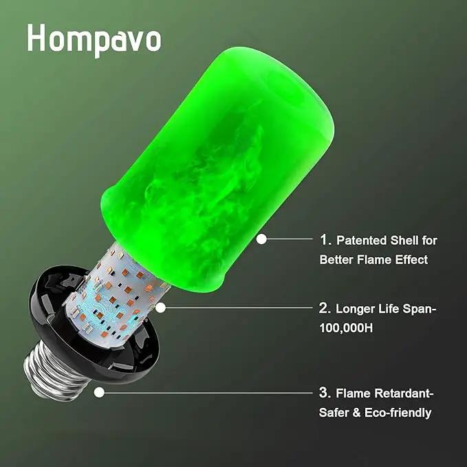 Hompavo 【Upgraded LED Flame Light Bulbs, Green Flickering Light Bulbs with Upside Down Effect, E26 Flame Bulb for Home Halloween St. Patrick's Day Christmas Decorations Indoor & Outdoor, 4 Pack by GreenHaven Gardens