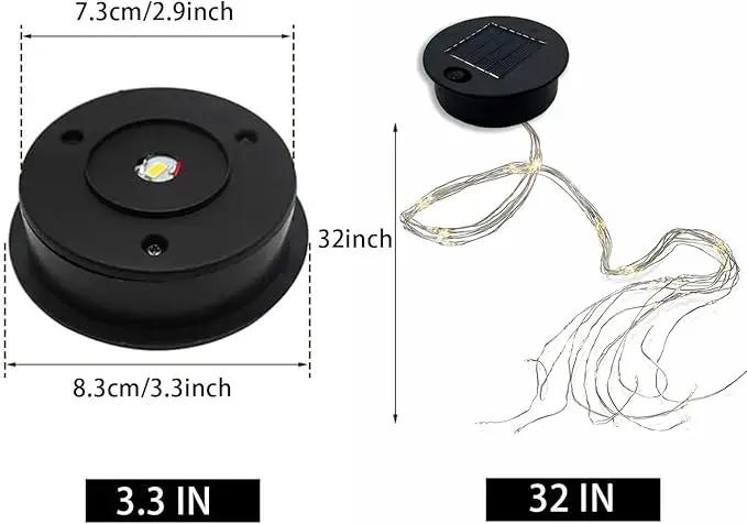 Solar Panel Lantern Lid - Waterproof Led Garden Lights, 2 Pack (Warm/Warm) by GreenHaven Gardens