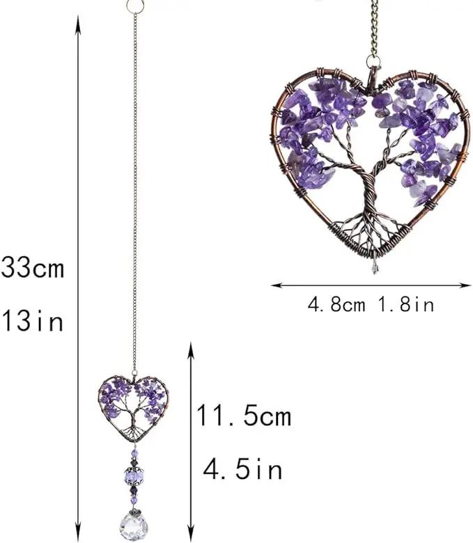 H&D HYALINE & DORA Sun Catcher Crystal Tree of Life Rainbow Maker Drops Hang for Window, Home Decor, Car Charms by GreenHaven Gardens