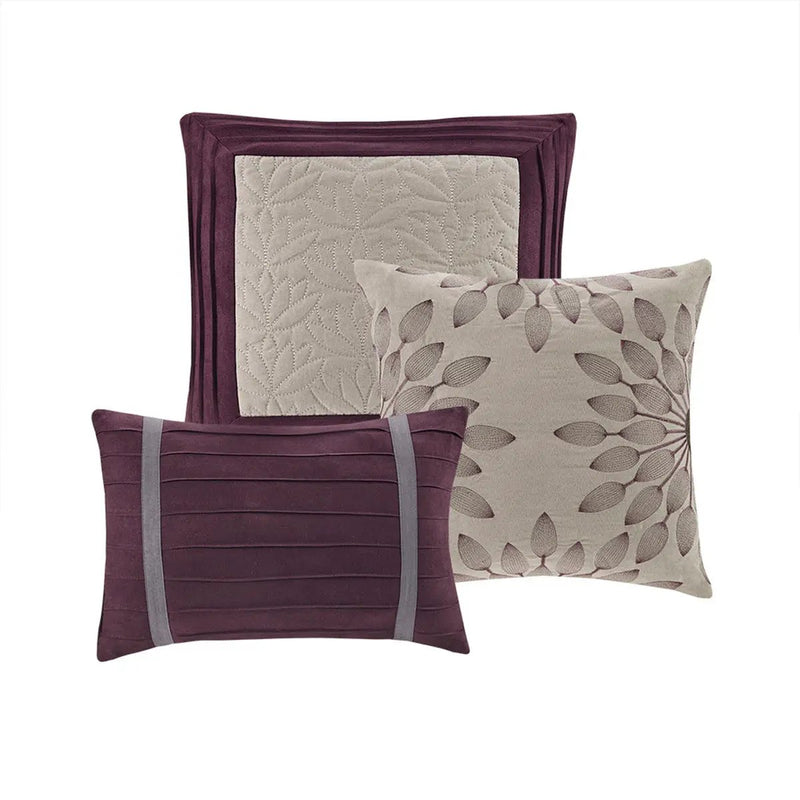 7 PC Pieced Faux Suede Comforter Set Purple King by HouseOfZazla