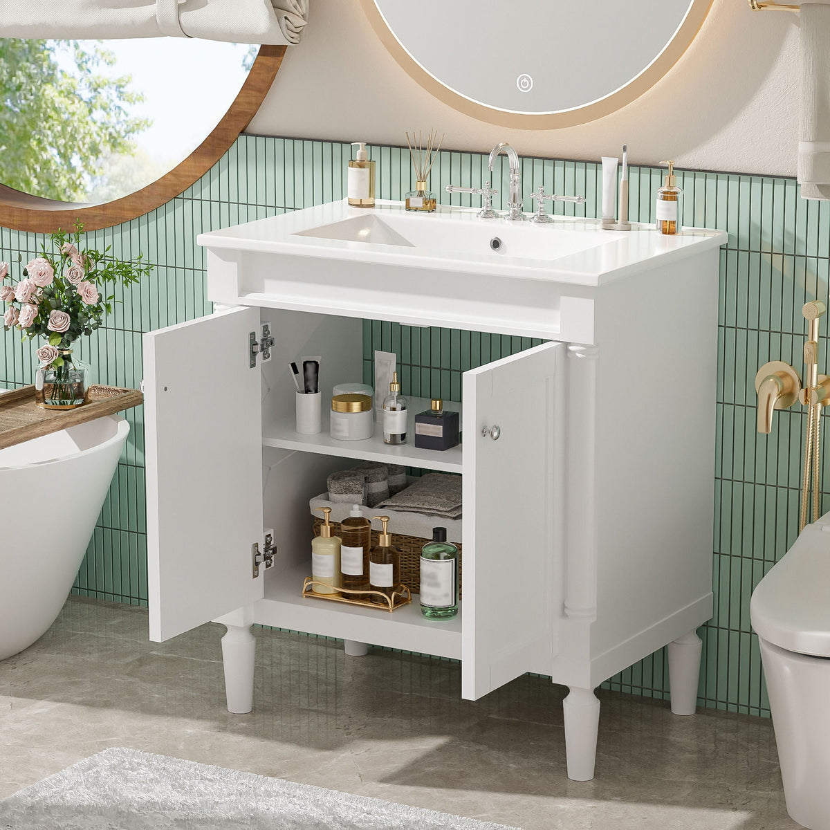 Bathroom Vanity Cabinet With Sink, Soft Close Doors, Storage Cabinet, photo 10 of 21