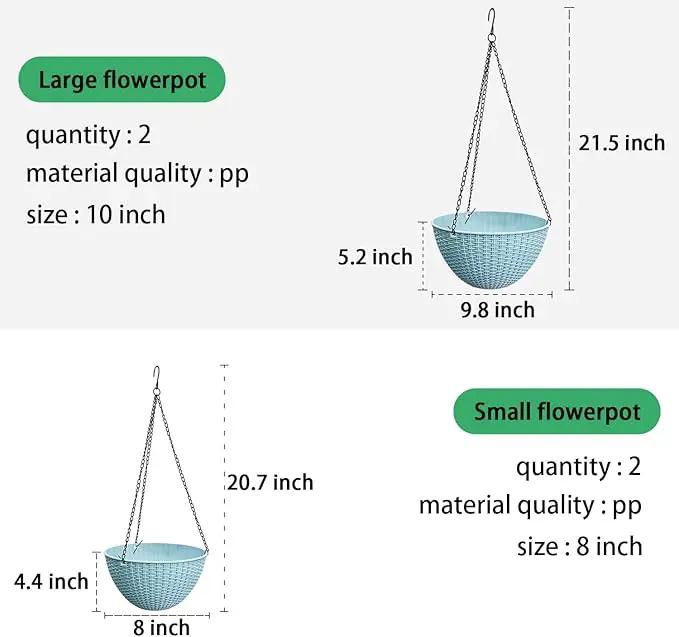 Hanging Planters for Indoor Plants 8/10 Inch, 4 Packs Plant Hanger Outdoor with Drainage Holes, Hanging Basket Flower Pot Perfect for Home, Office and Garden (Sky Blue) by GreenHaven Gardens