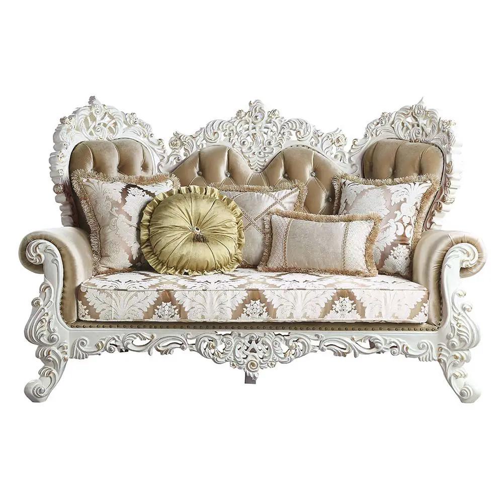 Vanaheim - Loveseat With 5 Pillows - Fabric & Antique White by Unique Piece Furniture