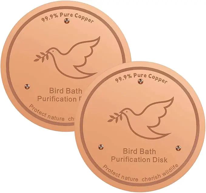 2Pack Bird Bath Copper Purification Disk | 0.6mm Reinforced 99.9% Pure Copper | Universal Fit for Outdoor Birdbaths(Birdbath Copper 2 Pack) by GreenHaven Gardens