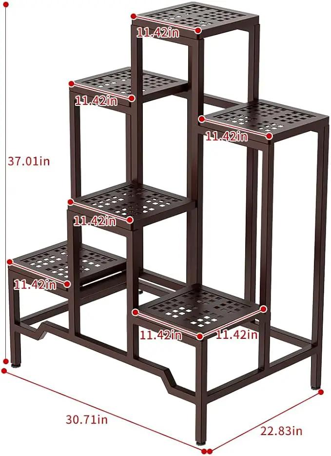 Plant Stand - Aluminum Indoor/Outdoor Flower Rack, Waterproof & Rust-Proof, Stable Support for Pots, Perfect for Living Room, Balcony, Garden, and Office (Brown, 6 Tier) by GreenHaven Gardens