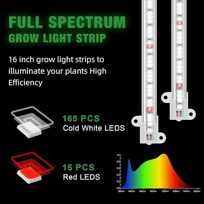 Wiaxulay LED Plant Grow Light Strips, 6000K White Grow Lights for Indoor Plants Full Spectrum, 3 Bars/16 in Grow Lamp with 6/12/16 Hrs Timer, 5 Brightness for Green House, Hydroponics, Seed Starting by GreenHaven Gardens