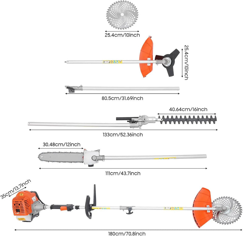 2025 New 52CC 2-Stroke Gas Weed Wacker, 5-in-1 Multi-Functional Lawn Mower Garden Hedge Trimmer String Trimmer Pole Chainsaw with Extension Pole, Weed Eater for Grass and Bush by GreenHaven Gardens
