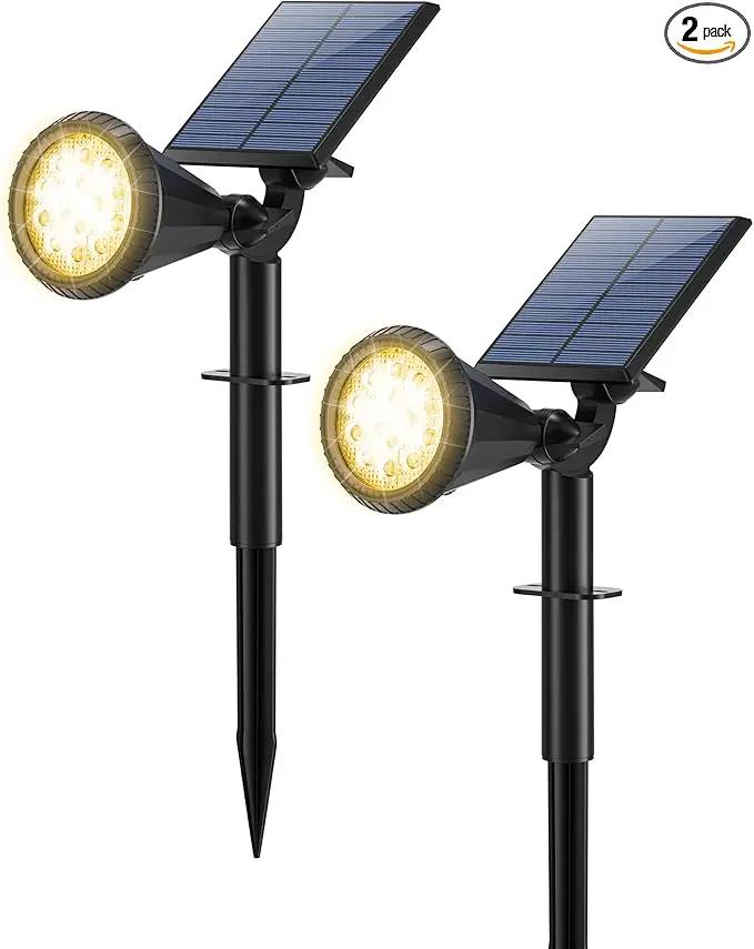 Solar Spot Lights Outdoor Waterproof 180° Adjustable Solar Powered Landscape Lights for Yard 4 Lighting Modes Solar Spotlights for Pathway Garden Outside Wall Pool Porch (2 Pack, Warm White) by GreenHaven Gardens