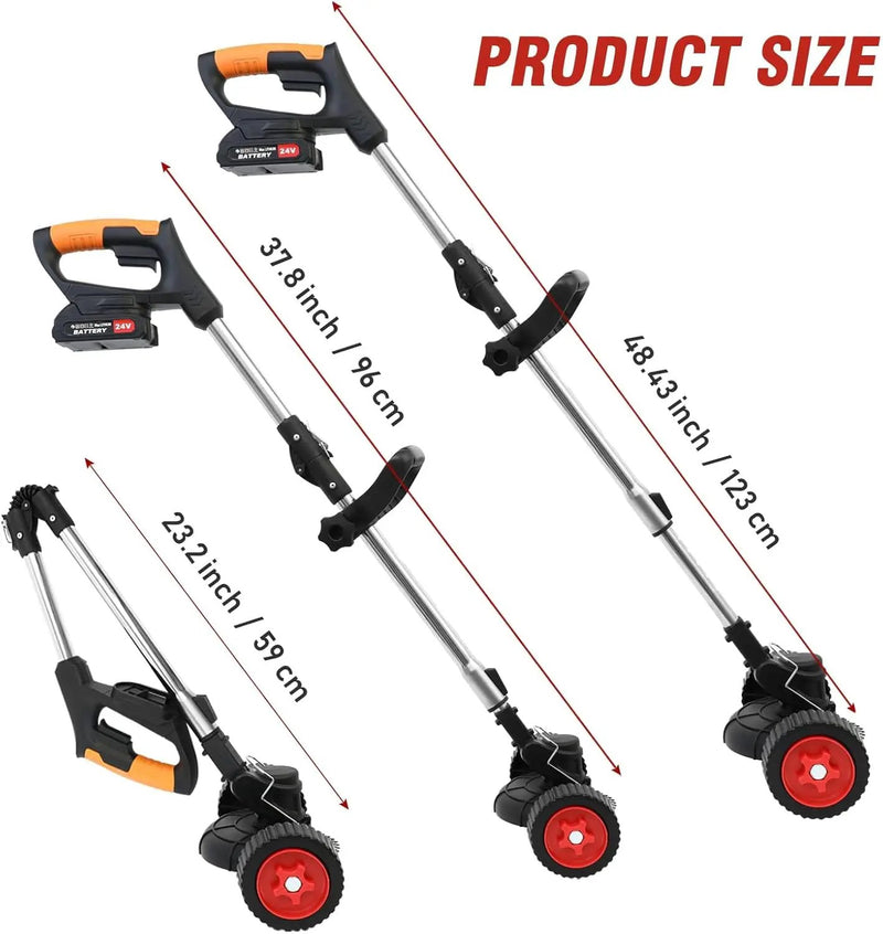 ALSO GO 24V Electric Weed Wacker Grass Trimmer with 2 pcs Batteries & Fast Charger, 3 in 1 Stringless Lightweight Brush Cutter/Edger/Mower with 3 Types Blade & Wheels for Garden and Yard Lawn by GreenHaven Gardens