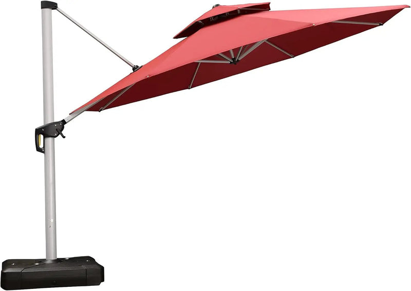 PURPLE LEAF Patio Umbrella 13 Feet Double Top Round Deluxe Offset Hanging Umbrella Outdoor Market Umbrella Garden Umbrella, Terra by GreenHaven Gardens