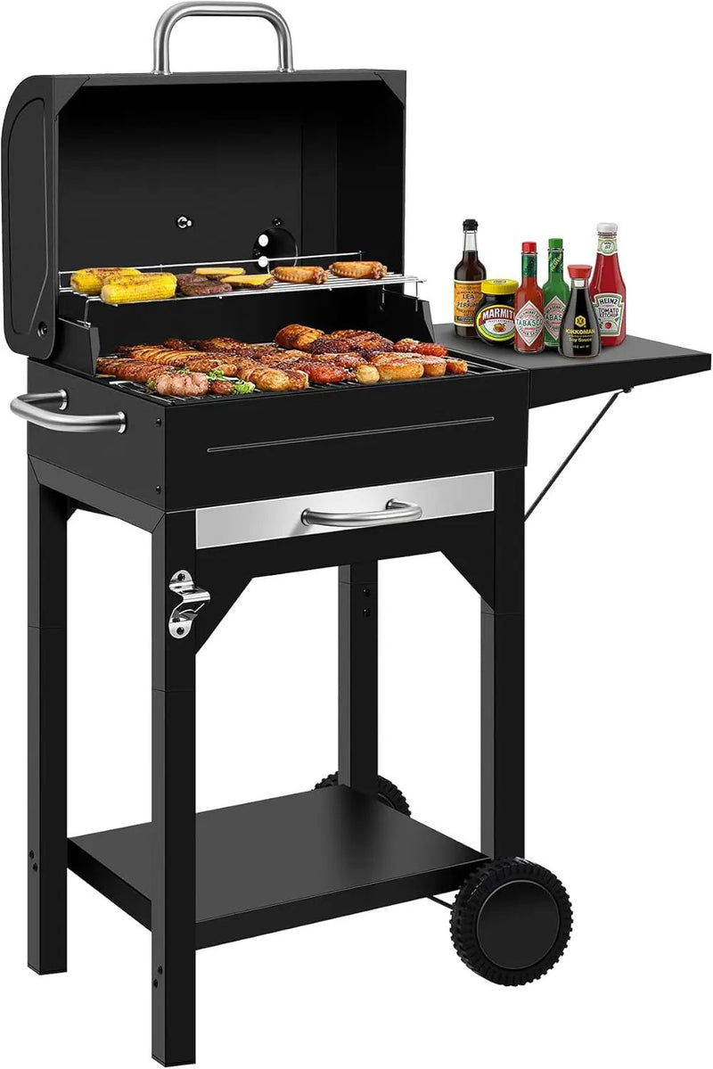 Charcoal Grill, BBQ Grill Charcoal Grill with Pull-Out Grease Tray for Outdoor Patio Backyard (Black) by GreenHaven Gardens