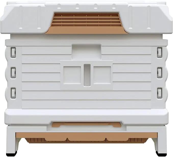 Ergo Insulated 10 Frame Bee Hive Set [NO Frames Included] (Single Hive, White Body Green Entrance) by GreenHaven Gardens