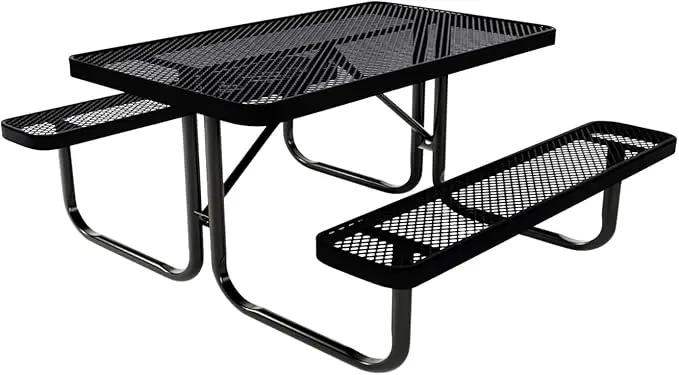 Coated Outdoor Furniture Heavy-Duty Portable Outdoor Kids Table, Expanded Metal Kids Picnic Table, Commercial-Grade Picnic Table, Made in America (4ft Rectangular, Childrens, Black) by GreenHaven Gardens
