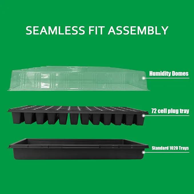 Plant Growing Nursery, Standard 1020 Trays Plastic Sturdy Farmer Self Seedling Tray for Microgreens Indoor Nursery Pots Transplantation (5-Pack, 21.6"×11.2", 2.52" Deep, no Holes) by GreenHaven Gardens