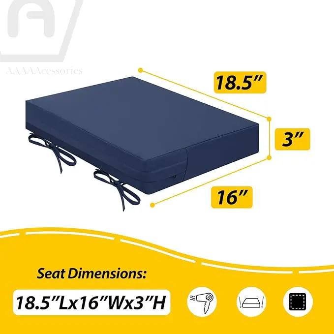 AAAAAcessories Outdoor Seat Cushions for Chairs, Waterproof, Fade-Resistant Patio Furniture Replacement Cushions, 18.5" x 16" x 3", Set of 4, Navy Blue by GreenHaven Gardens