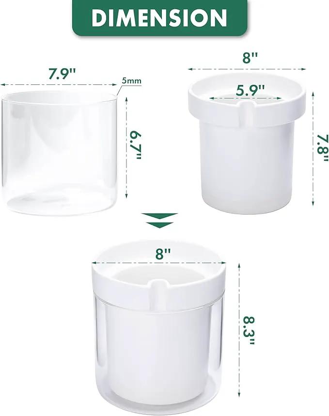 Phoenix Vine 8 Inch Self Watering Planter, White Terracotta Clay Pot with Glass Reservoir for Indoor Plants, Herbs, Flowers, Set of 1, 52-B-H-1 by GreenHaven Gardens