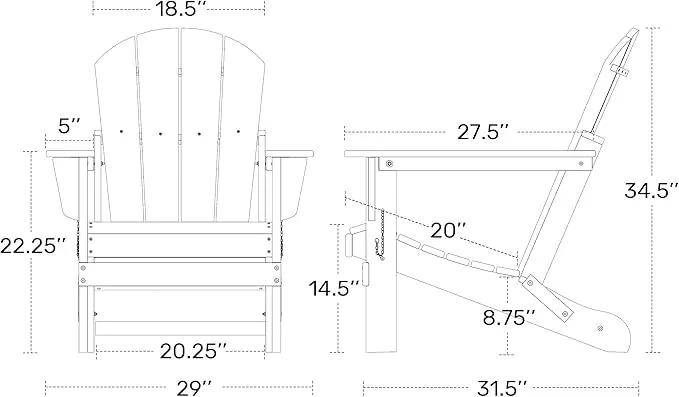 Westin Outdoors Laguna WO Home Outdoor Adirondack Folding Chair Lounger Seat Traditional Retro Home Furniture for Beach, Balcony, Backyard, Lawn, Patio, Pool, Deck, Garden (Navy Blue) by GreenHaven Gardens
