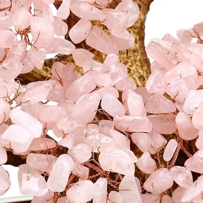 Feng Shui Money Tree Large Pine Tree Style Crystal Quartz Lucky Tree Gem Tree for Office Home Feng Shui Decoration for Wealth/Fortune and Luck (Pink) by GreenHaven Gardens