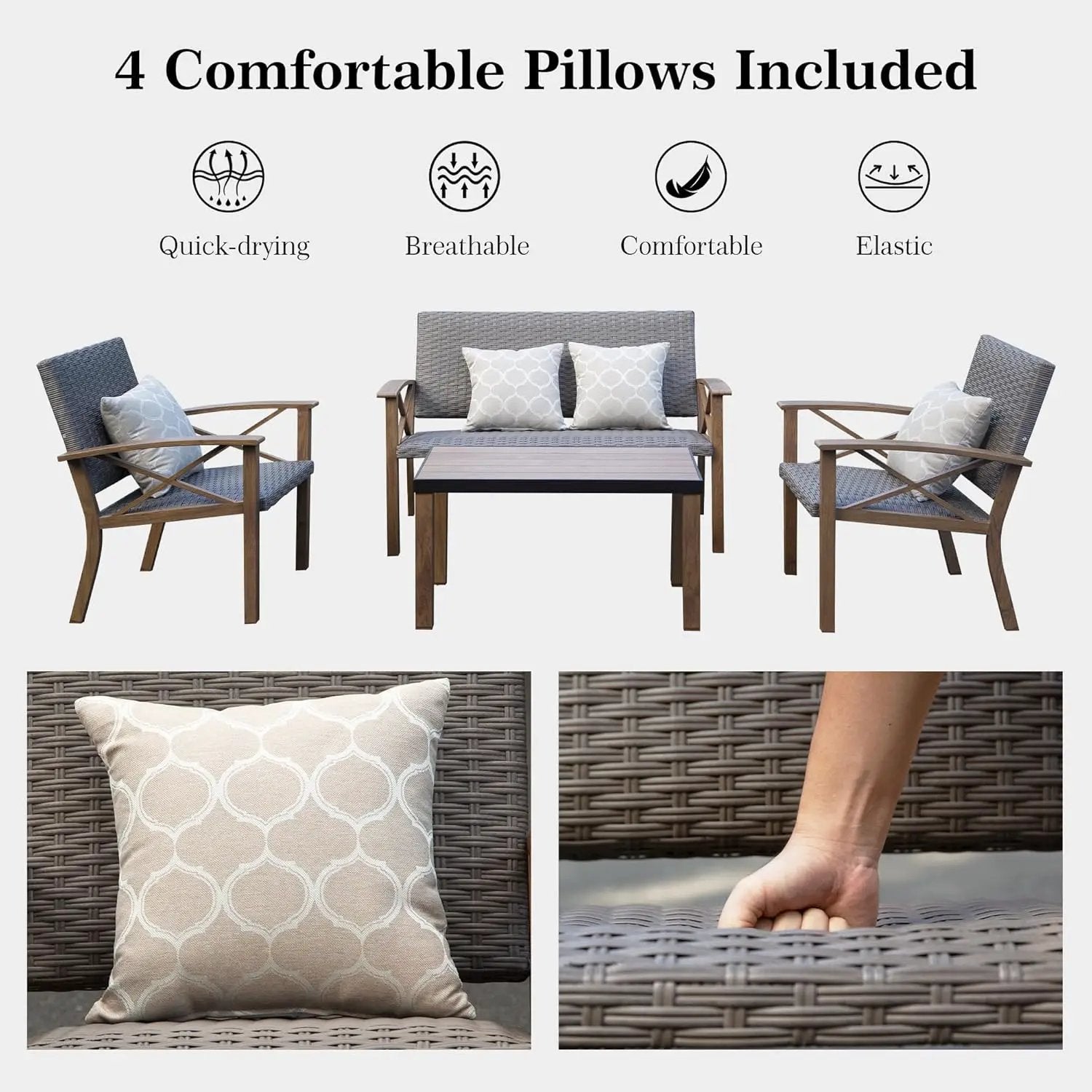 Aluminum Patio Furniture Set, 4-Piece Modern Conversation Set by HouseOfZazla