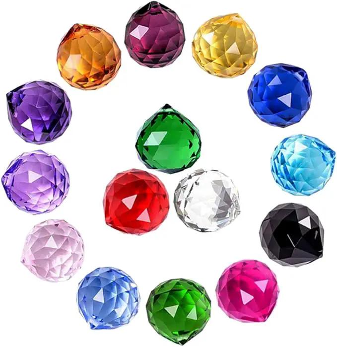 MerryNine 30mm/1.18" 15 Pack Crystal Ball Prism Sun Shine Catcher Rainbow Pendants Maker, Hanging Crystals Prisms for Windows, for Feng Shui (Multicolor) by GreenHaven Gardens