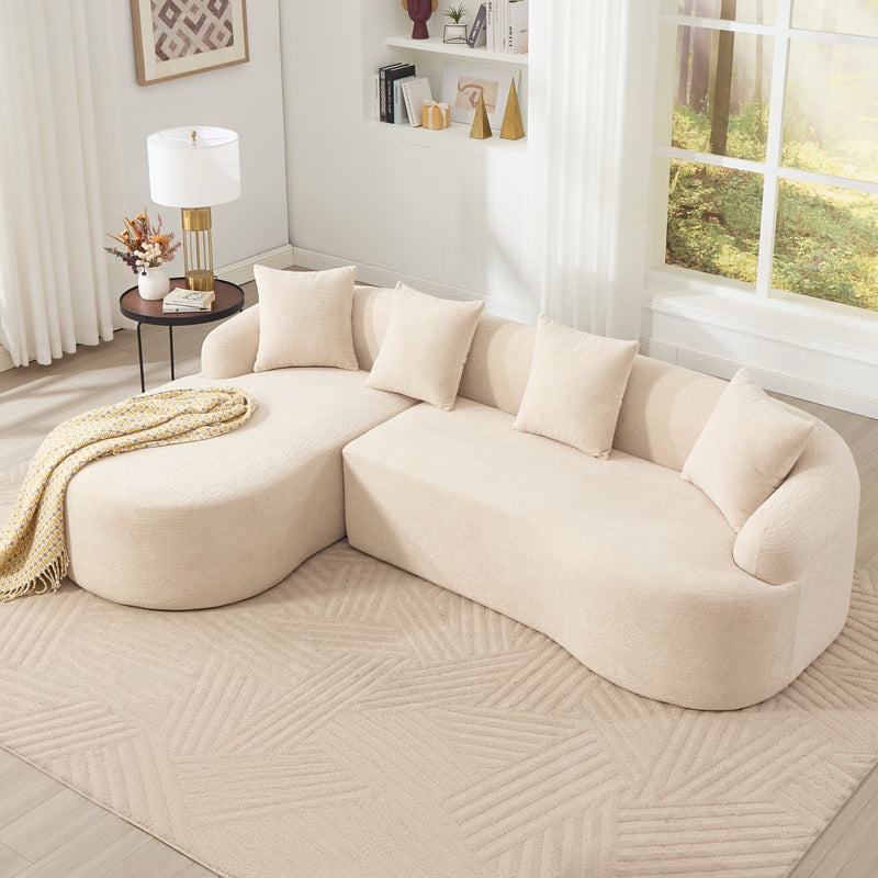 Boneless L-Shape Sectional Sofa with Curved Chaise by HouseOfZazla