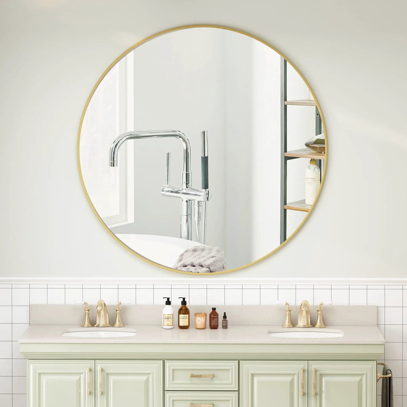 Wall Circular Mirror Metal Framed Mirror Round Vanity Mirror Dressing Mirror, For Bathroom, Living Room, Bedroom Wall Decor by HouseOfZazla