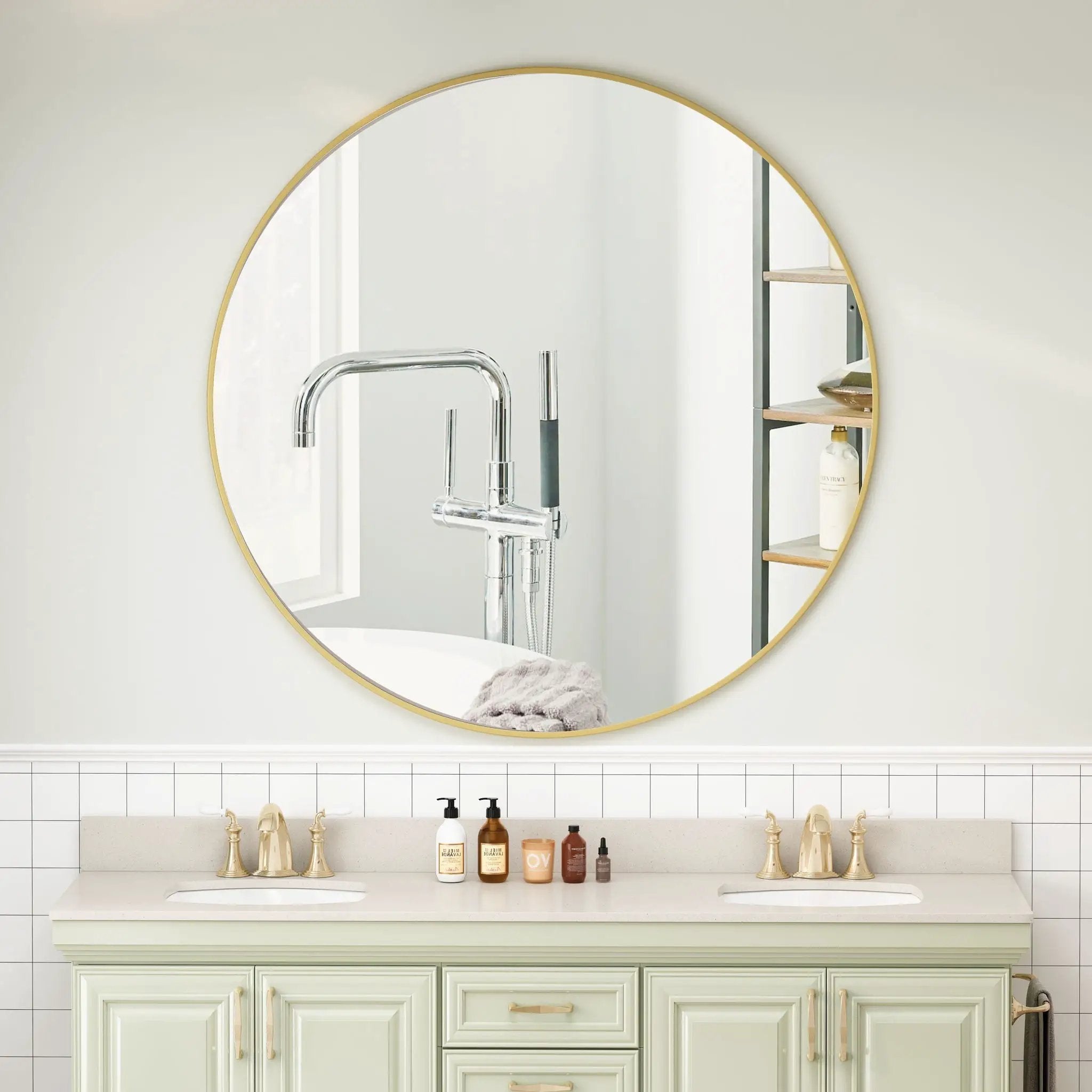 Wall Circular Mirror Metal Framed Mirror Round Vanity Mirror Dressing Mirror, For Bathroom, Living Room, Bedroom Wall Decor by HouseOfZazla