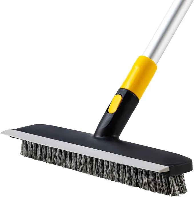 Yocada Floor Scrub Brush Telescopic Handle 2 in 1 Scrape Brush Stiff Bristle Shower Scrubber for Cleaning Patio Bathroom Garage Kitchen Wall Deck Tub Tile 55.9 inch Tall by GreenHaven Gardens