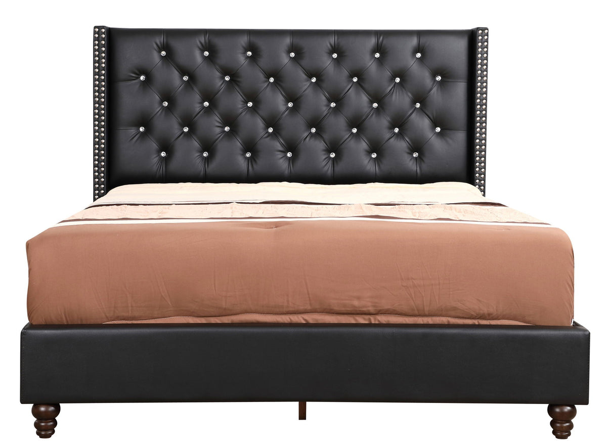 Upholstered Nailhead Trim Chic Bed with Tufted Headboard - Multiple Colors, photo 23 of 40