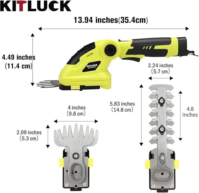 KITLUCK 8V Cordless 2-in-1 Grass Shear & Hedge Trimmer,Handheld Electric Grass Trimmer Hedge Shears/Grass Cutter Rechargeable,2000mAh Battery for Yard, Garden, Lawn Care by GreenHaven Gardens
