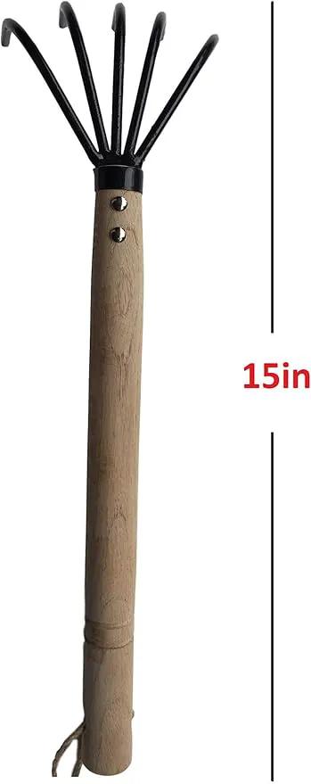 Garden Guru Hand Rake Cultivator Claw Soil Tiller - Military Grade Steel - Rust Resistant - 5 Tine Japanese Ninja Claw - Comfortable Wood Handle - Perfect Pulverized and Aerated Soil by GreenHaven Gardens