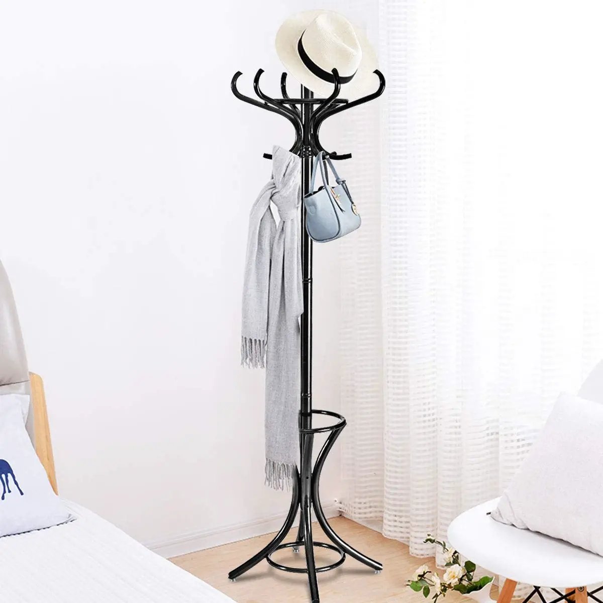 Wood Standing Hat Coat Rack with Umbrella Stand by DirectDeals