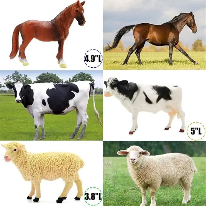 Farm Animal Figurines, Realistic Plastic Animals Toys with Fences Building Blocks, Farm Figures Playset Educational Birthday Gift for Kids & Toddlers, 53 PCS by GreenHaven Gardens