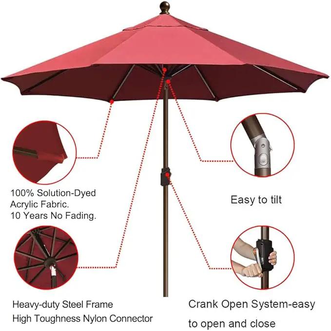 EliteShade USA 10-Year-Non-Fading 9Ft Market Umbrella Patio Umbrella Outdoor Table Umbrella with Ventilation, Burgundy by GreenHaven Gardens
