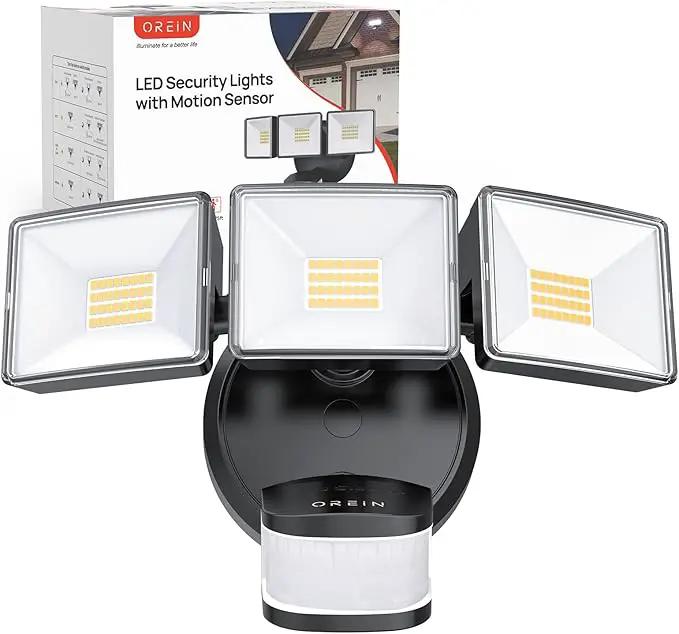 OREiN 10000LM Flood Lights Outdoor, 180°/75FT Motion Sensor Outdoor Lights 4 Modes Dimmable Dusk to Dawn Floodlights IP65 Waterproof for 8000SQ.FT Area for Big Patio, Driveway, Black (Hardwired) by GreenHaven Gardens