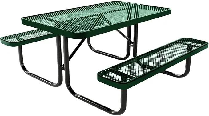 Coated Outdoor Furniture Heavy-Duty Portable Outdoor Kids Table, Expanded Metal Kids Picnic Table, Commercial-Grade Picnic Table, Made in America (4ft Rectangular, Childrens, Green) by GreenHaven Gardens