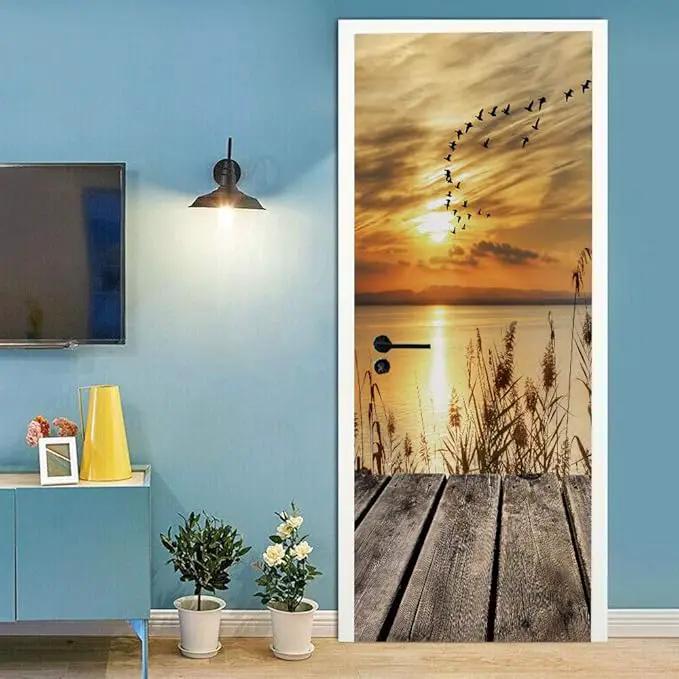 3D Door Stickers Murals - Peel & Stick - PIER - Wallpaper - Self-Adhesive Decals - Removable PVC - Waterproof - Door Poster - Bedroom & Living Room - 37.4" x 84.6" by GreenHaven Gardens