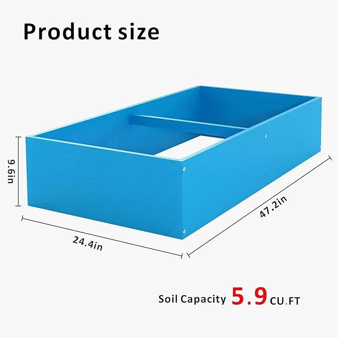 HDPE Raised Garden Bed 47.24 * 24.4 * 9.65 in,Vegetable Planter Bed Outdoor,Elevated Horticulture Planter Bed,Waterproof,Rot-Resistant and Non-Cracking Above Ground Garden Bed(Pacific Blue) by GreenHaven Gardens