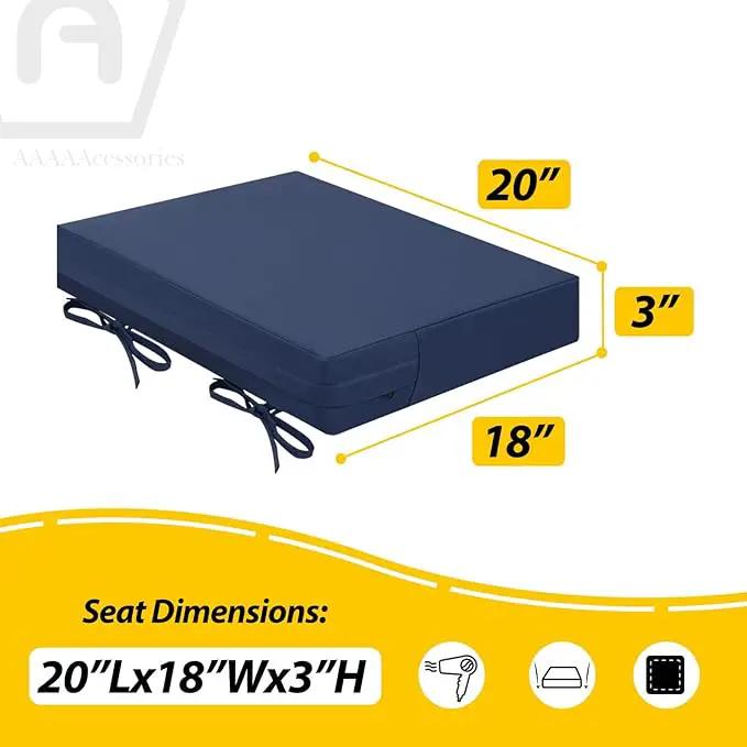 AAAAAcessories Outdoor Seat Cushions for Chairs, Waterproof, Fade-Resistant Patio Furniture Replacement Cushions, 20" x 18" x 3", Set of 2, Navy Blue by GreenHaven Gardens